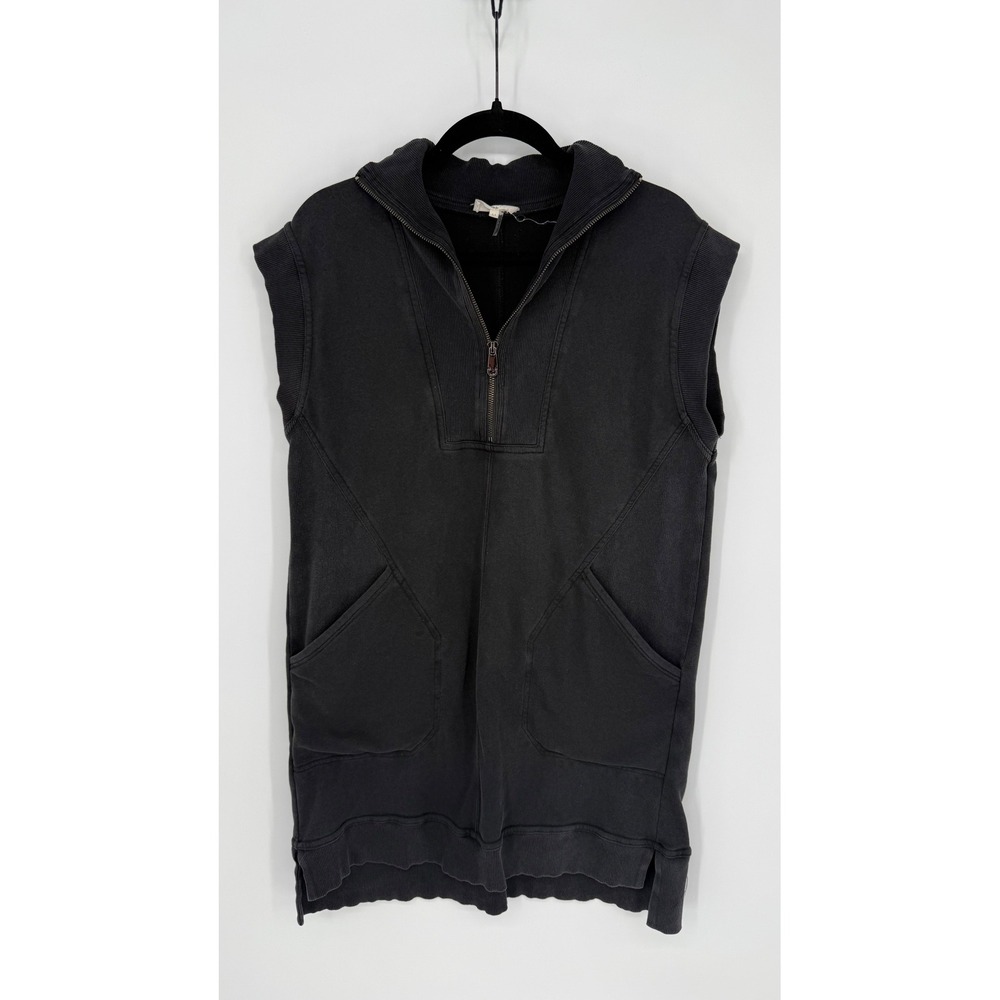 EASEL 1/4‎ ZIP SWEATSHIRT MINI DRESS WASHED BLACK MEDIUM